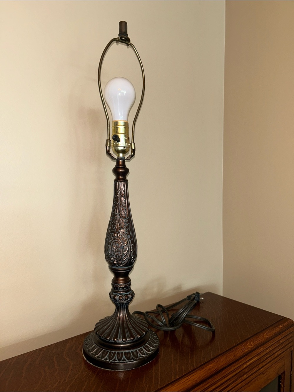Decorative Bronze Table Lamp - Brown - Picture 3 of 7